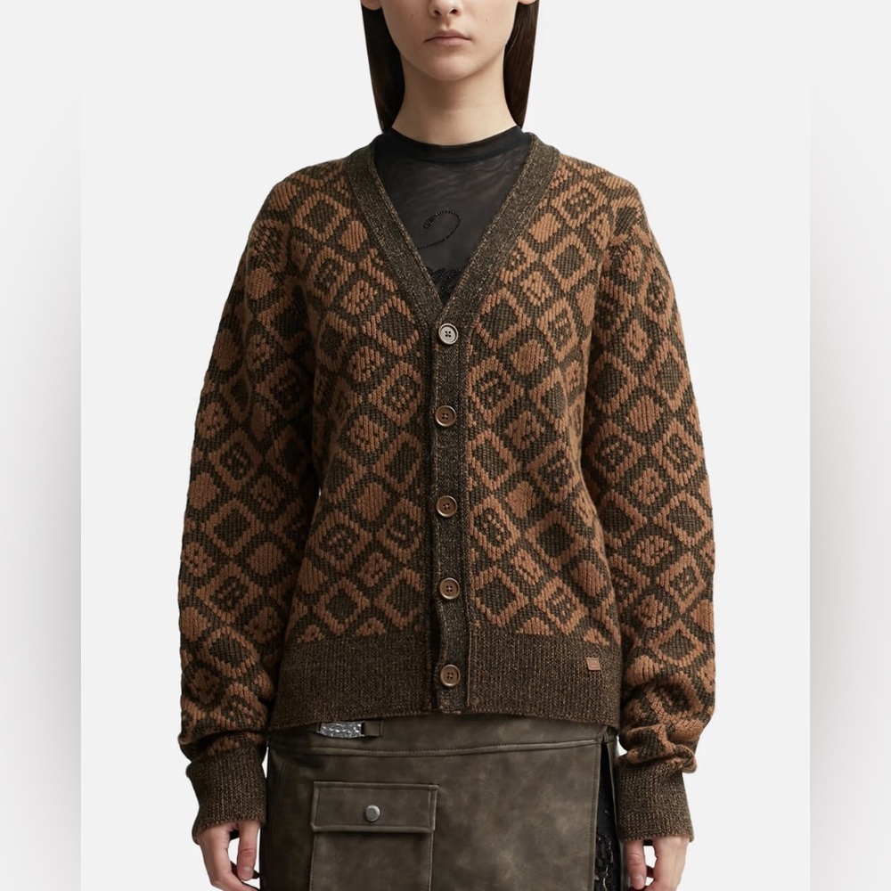 ACNE STUDIOS KERID FACE TILES CARDIGAN MEDIUM